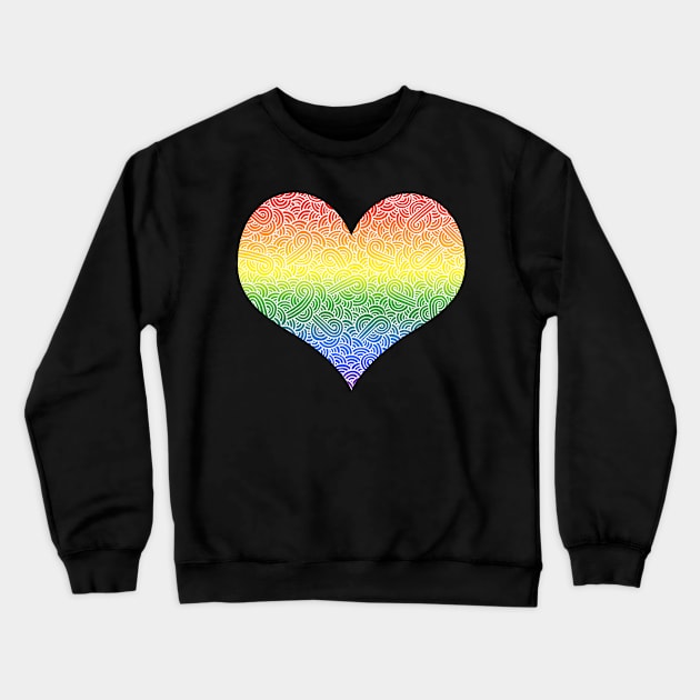 Ombré LGBTQ colours and white swirls doodles heart Crewneck Sweatshirt by Savousepate